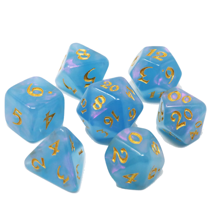 DHD RPG Dice Set Elessia Moonstone Rumara with Gold